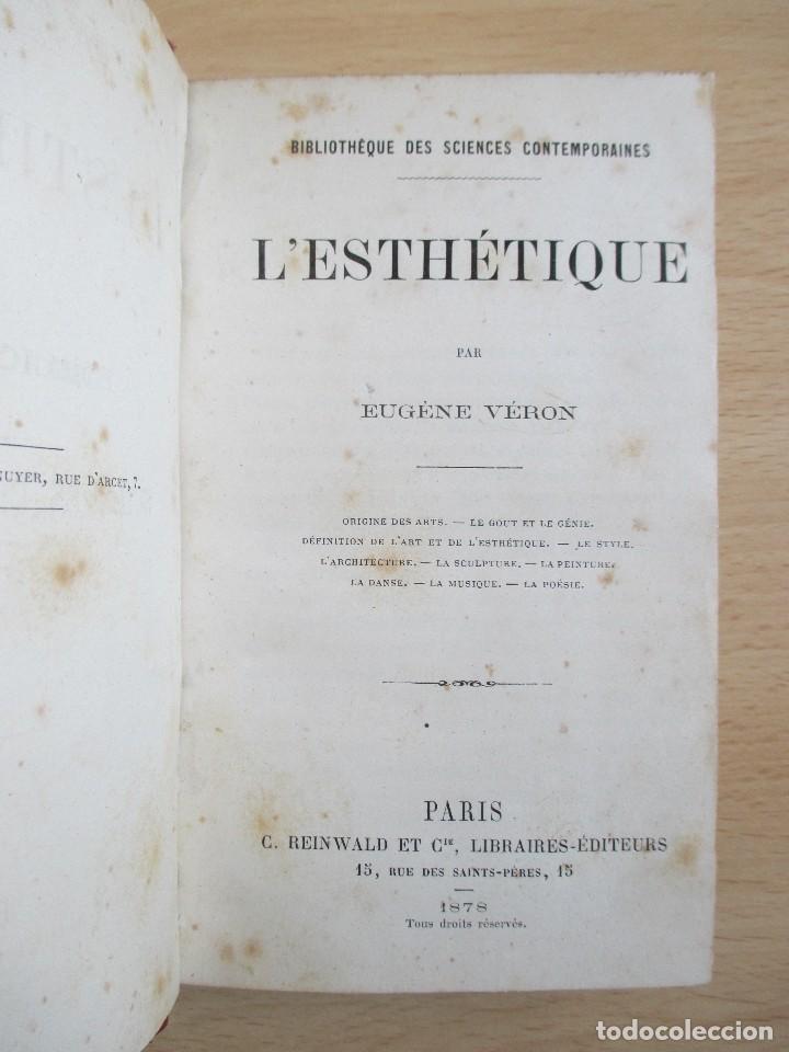 Libros antiguos: L&rsquo;esth&eacute;tique, de Eug&egrave;ne V&eacute;ron - Foto 5