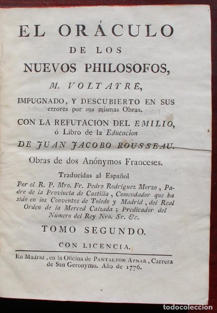Livres anciens: EL ORACULO DE LOS NUEVOS PHILOSOFOS- M. VOLTAIRE - TOMO SEGUNDO-1776