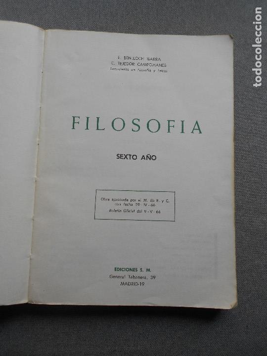 Libros antiguos: FILOSOFIA. 6&ordm; A&Ntilde;O. - Foto 2