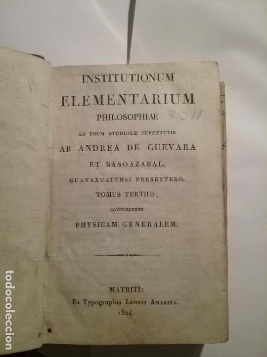Libros antiguos: INSTITUTIONUM ELEMENTARIUM PHILOSOPHIAE - Foto 1