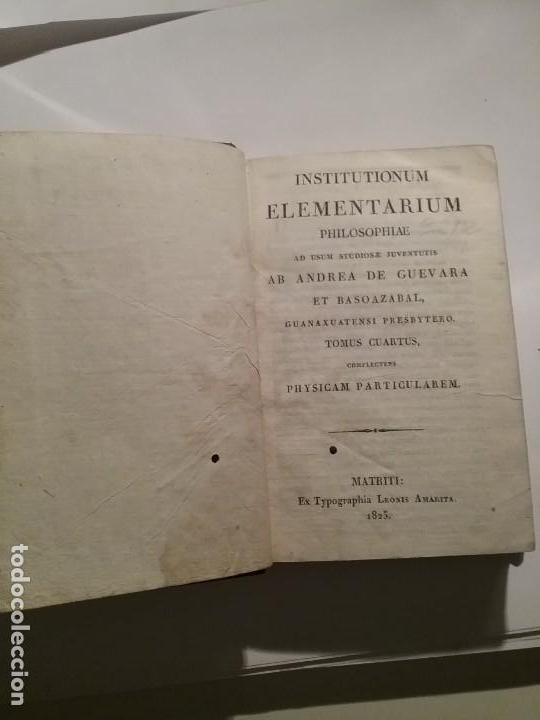 Libros antiguos: INSTITUTIONUM ELEMENTARIUM PHILOSOPHIAE - Foto 1