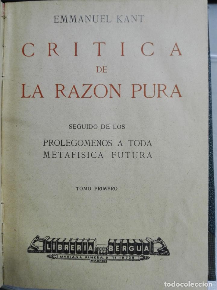crítica de la razón pura / emmanuel kant / tomo Comprar