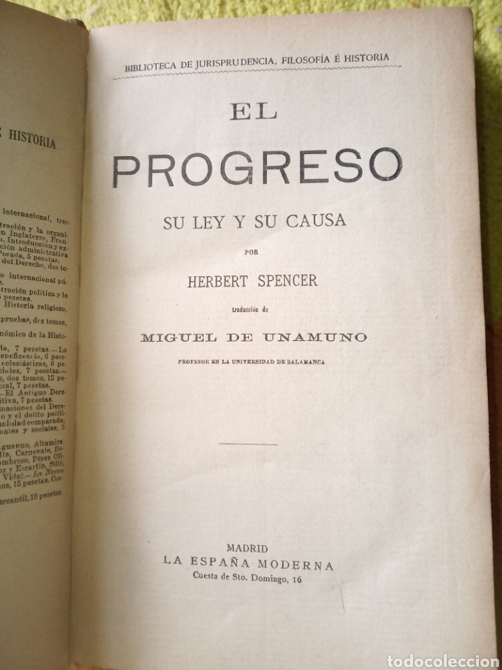 Libros antiguos: El progreso, su ley y su causa. Herbert Spencer - Foto 3