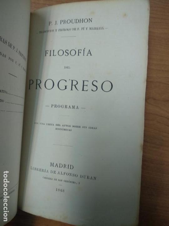 Filosofia Del Progreso Programa Proudhon P Comprar Libros Antiguos De Filosofia En Todocoleccion