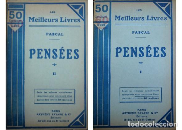 Libros antiguos: PASCAL, Blaise.  Pens&eacute;es. 2 Vols. (hacia 1925). - Foto 1