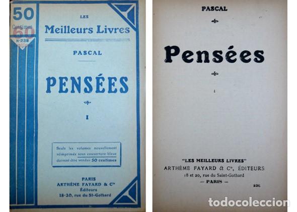 Libros antiguos: PASCAL, Blaise.  Pens&eacute;es. 2 Vols. (hacia 1925). - Foto 2