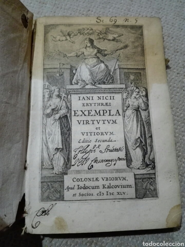 Libros antiguos: Pergamino S. XVII. Iani Nicii Erythraei. Exempla Virtutum et Vitiorum. Editio Secunda. 1663 - Foto 1 - 171373283