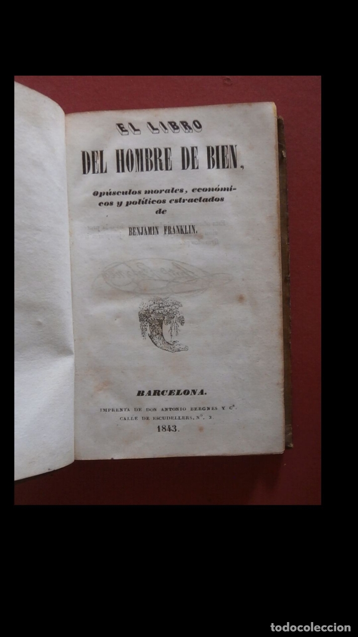 Libros antiguos: El libro del hombre de bien. Benjamin Franklin - Foto 1