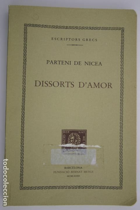 Libros antiguos: Dissorts damor - Parteni de Nicea - Foto 1