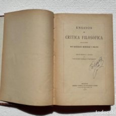 Libros antiguos: ENSAYOS DE CRÍTICA FILOSÓFICA. MARCELINO MENÉNDEZ Y PELAYO. 1918. Lote 205379877