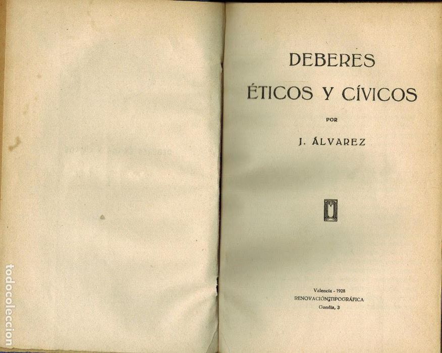 Libros antiguos: DEBERES &Eacute;TICOS Y C&Iacute;VICOS - Foto 1