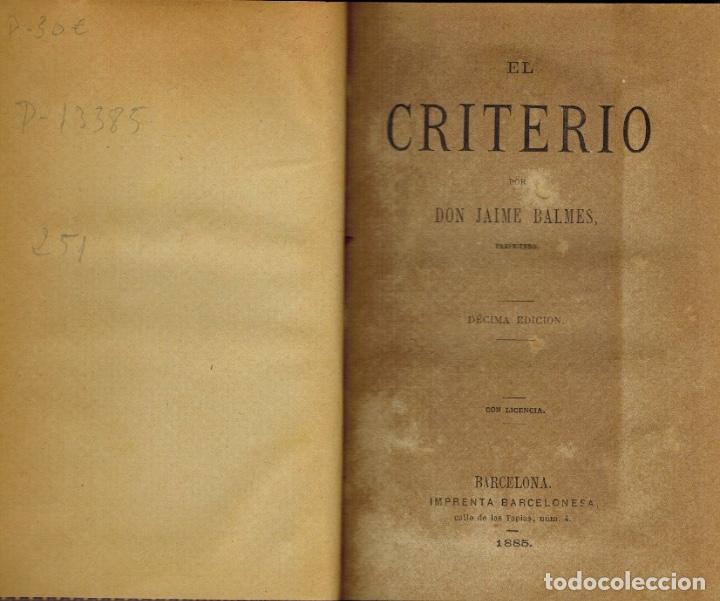 Libros antiguos: EL CRITERIO - Foto 1
