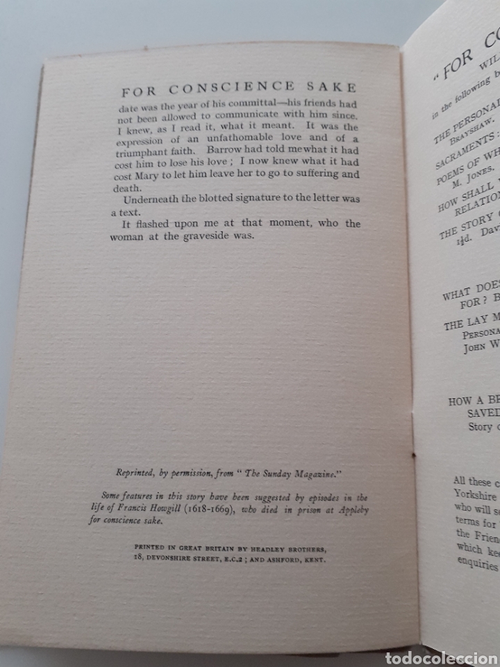 Libros antiguos: For Conscience Sake, Ernest E. Taylor, ingl&eacute;s, 1925 - Foto 6