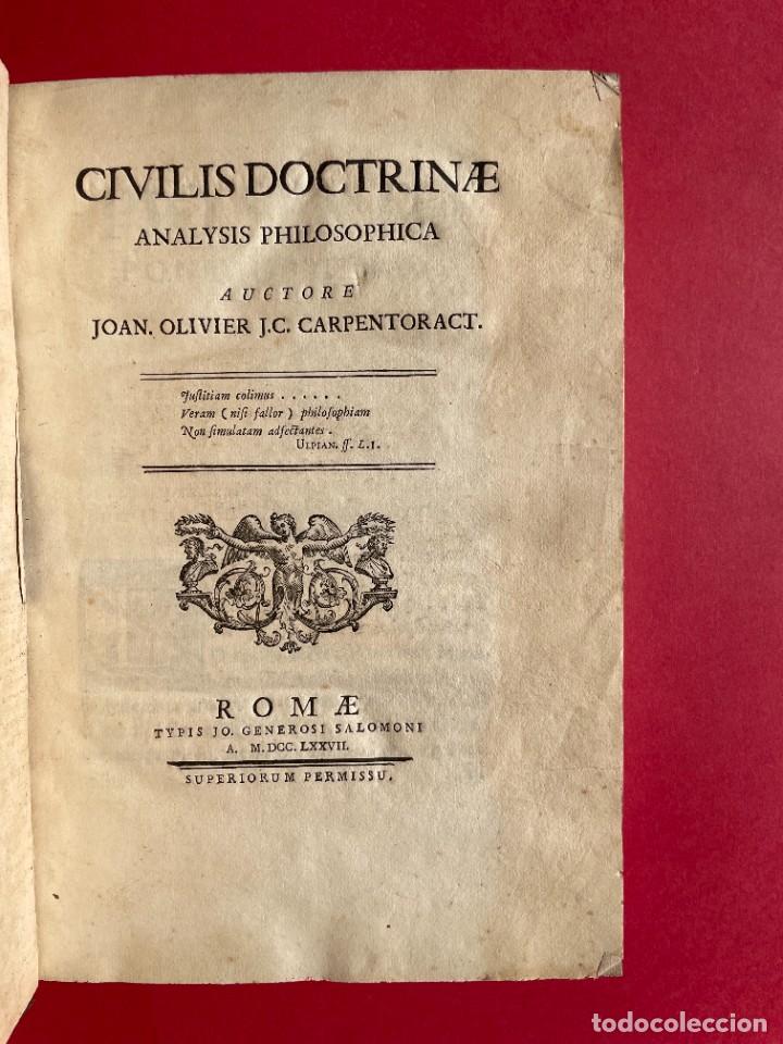 Libros antiguos: 1777 - Civilis Analysis Philosophica - Critica politica - - Foto 3 - 300955208