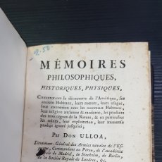 Libros antiguos: LIBRO 1787 PARIS MEMOIRES PHILOSOPHIQUES D ULLOA (L1). Lote 302320593
