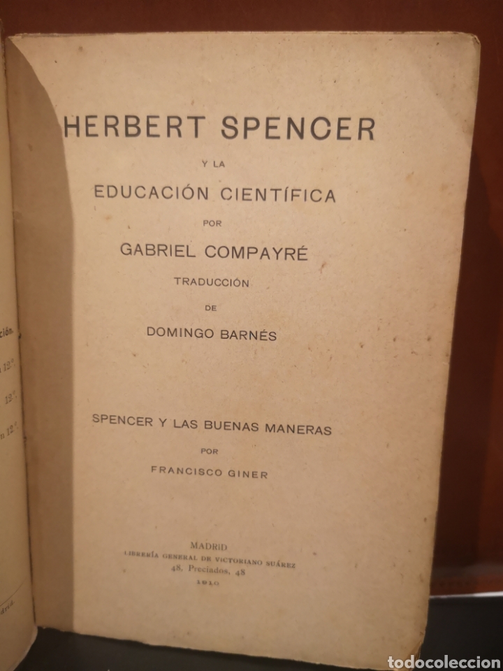 Libros antiguos: Spencer. GABRIEL COMPAYRE - Foto 2