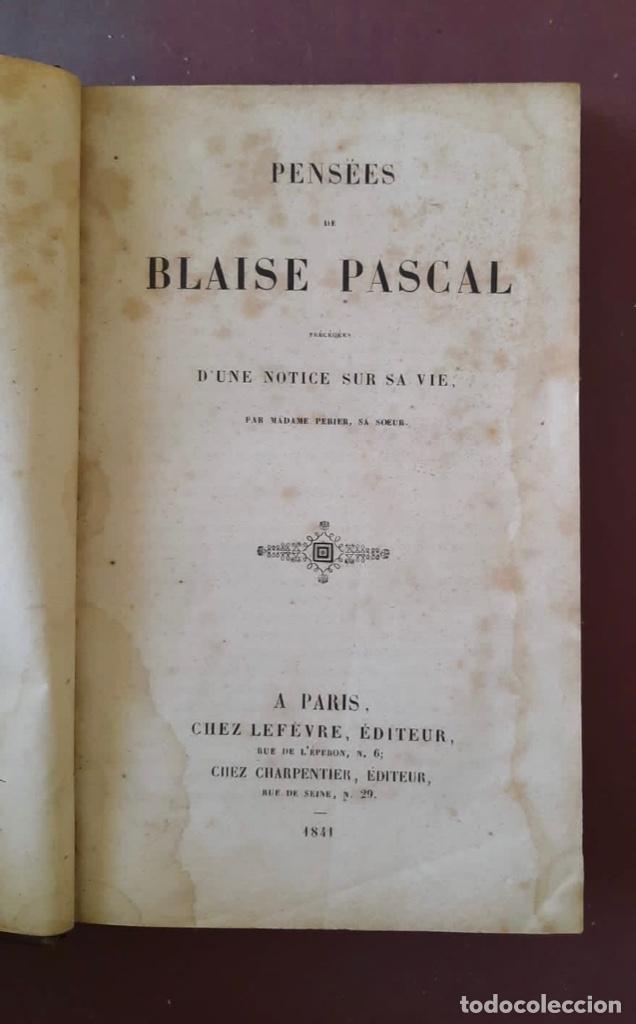 Libros antiguos: Pensees de Blaise Pascal - Madame Perier - 1841 - Foto 1