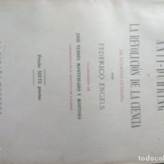 Libros antiguos: ANTI-DÜHRING O LA REVOLUCIÓN DE LA CIENCIA. FEDERICO ENGELS.. Lote 319788638