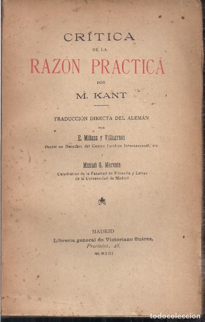Libros antiguos: IMMANUEL KANT: CR&Iacute;TICA DE LA RAZ&Oacute;N PR&Aacute;CTICA - Foto 1