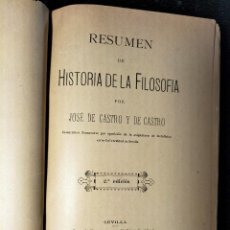 Libros antiguos: JOSÉ DE CASTRO Y DE CASTRO: RESUMEN DE HISTORIA DE LA FILOSOFÍA. 1898.. Lote 348417078