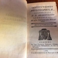 Libros antiguos: INSTITUTIONES PHILOSOPHICAE 2. METAPHYSICA - 1788 - 3 LÁMINAS GRABADOS FÍSICA VISTA Y OÍDO