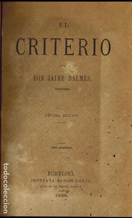 Libros antiguos: EL CRITERIO - Foto 1