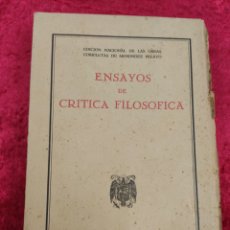 Libros antiguos: L-1468. ENSAYOS DE CRITICA FILOSOFICA. ENRIQUE SANCHEZ REYES. INVESTIGACIONES CIENTIFICAS, AÑO 1948. Lote 371069721
