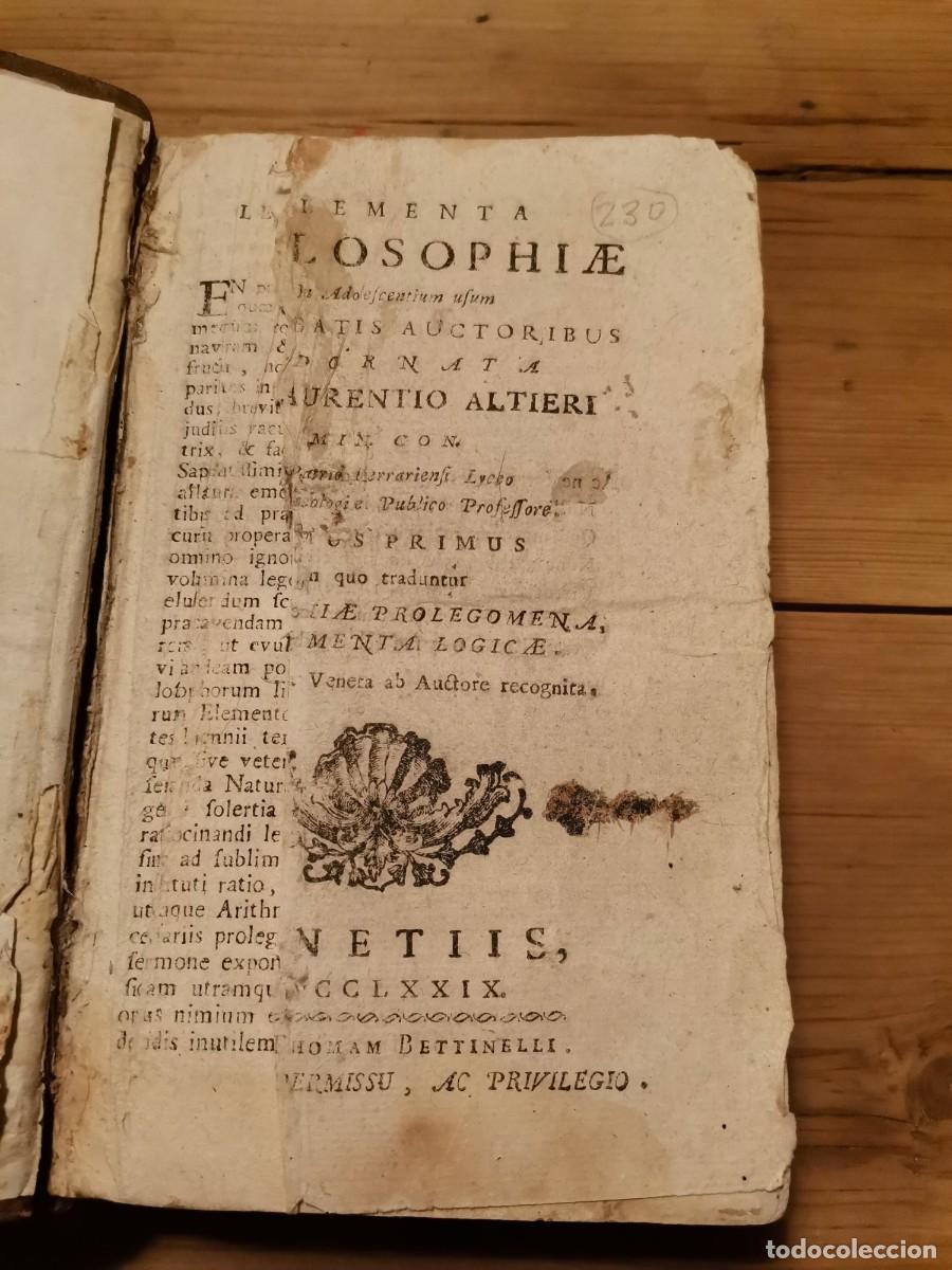 Libros antiguos: Elementa philosophiae 1779 - Foto 2