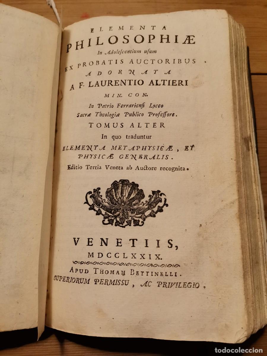 Libros antiguos: Elementa philosophiae 1779 - Foto 8