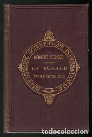 Libros antiguos: HERBERT SPENCER: LES BASES DE LA MORALE EVOLUTIONNISTE. 1885 - Foto 1