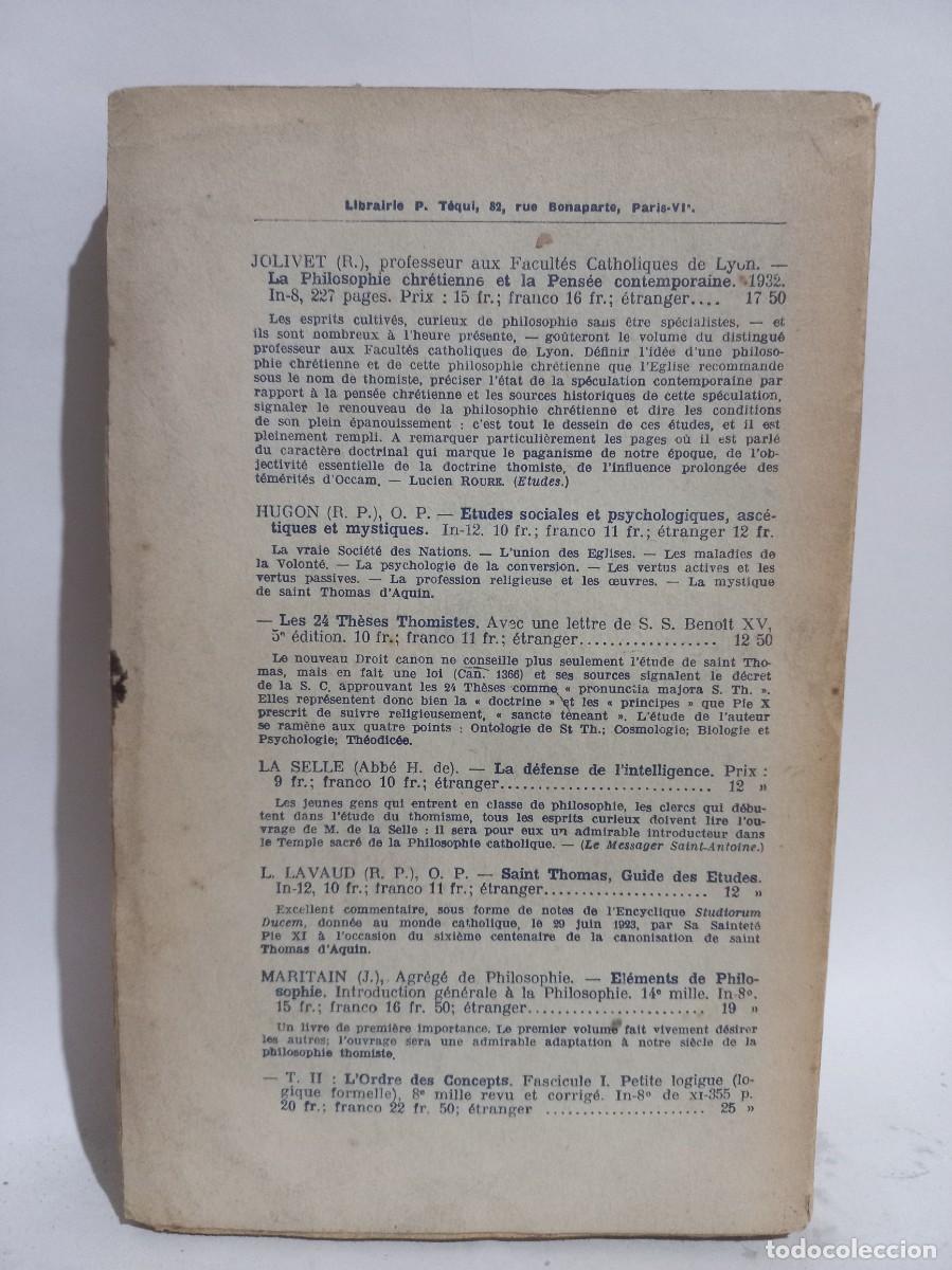 Libros antiguos: Jacques Maritain - &Eacute;l&eacute;ments de Philosophie II - 1933 - Foto 3