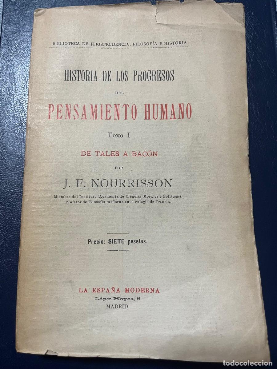 Libros antiguos: Historia de los Progresos del Pensamiento Humano - Foto 1