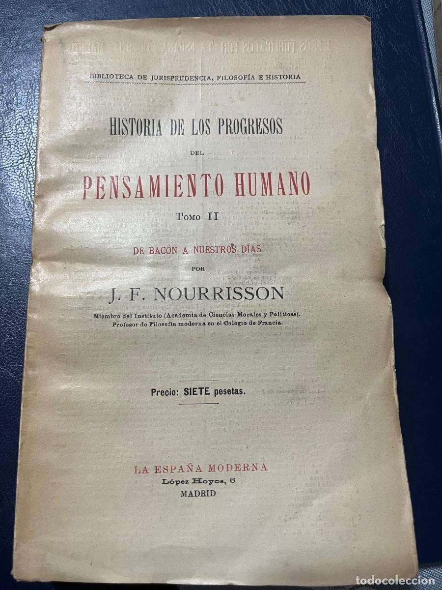 Libros antiguos: Historia de los Progresos del Pensamiento Humano - Foto 2