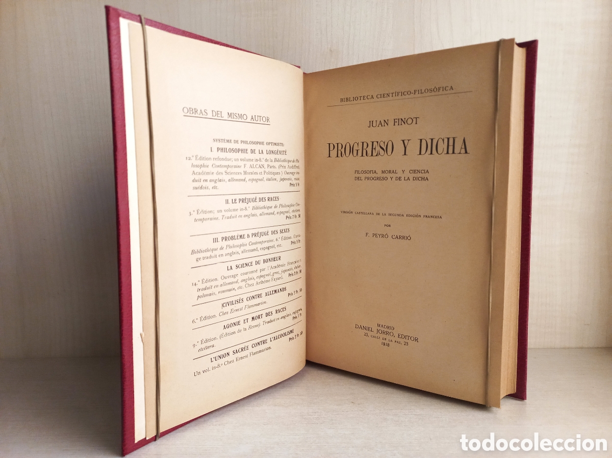 Libros antiguos: Progreso y dicha. Juan Finot. Daniel Jorro Editor, 1918. - Foto 4