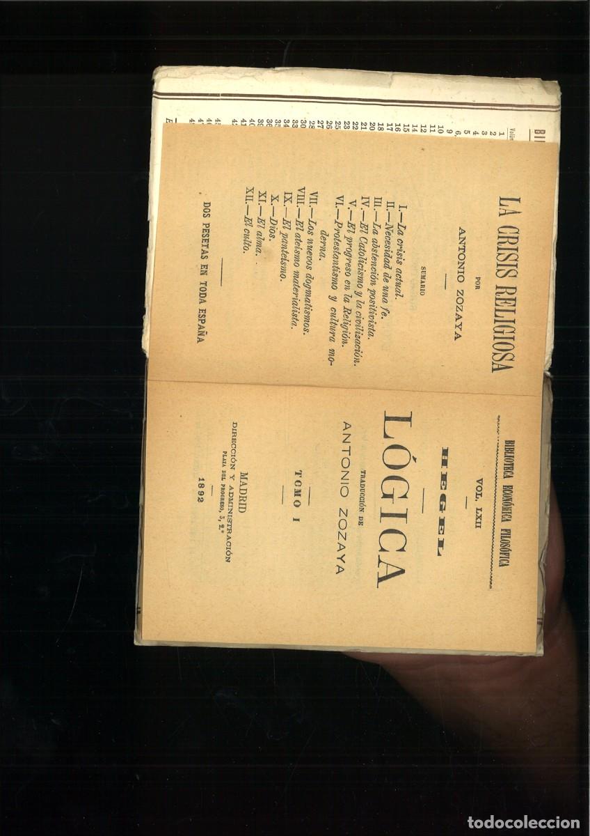 Libros antiguos: L&Oacute;GICA. Hegel - Foto 3