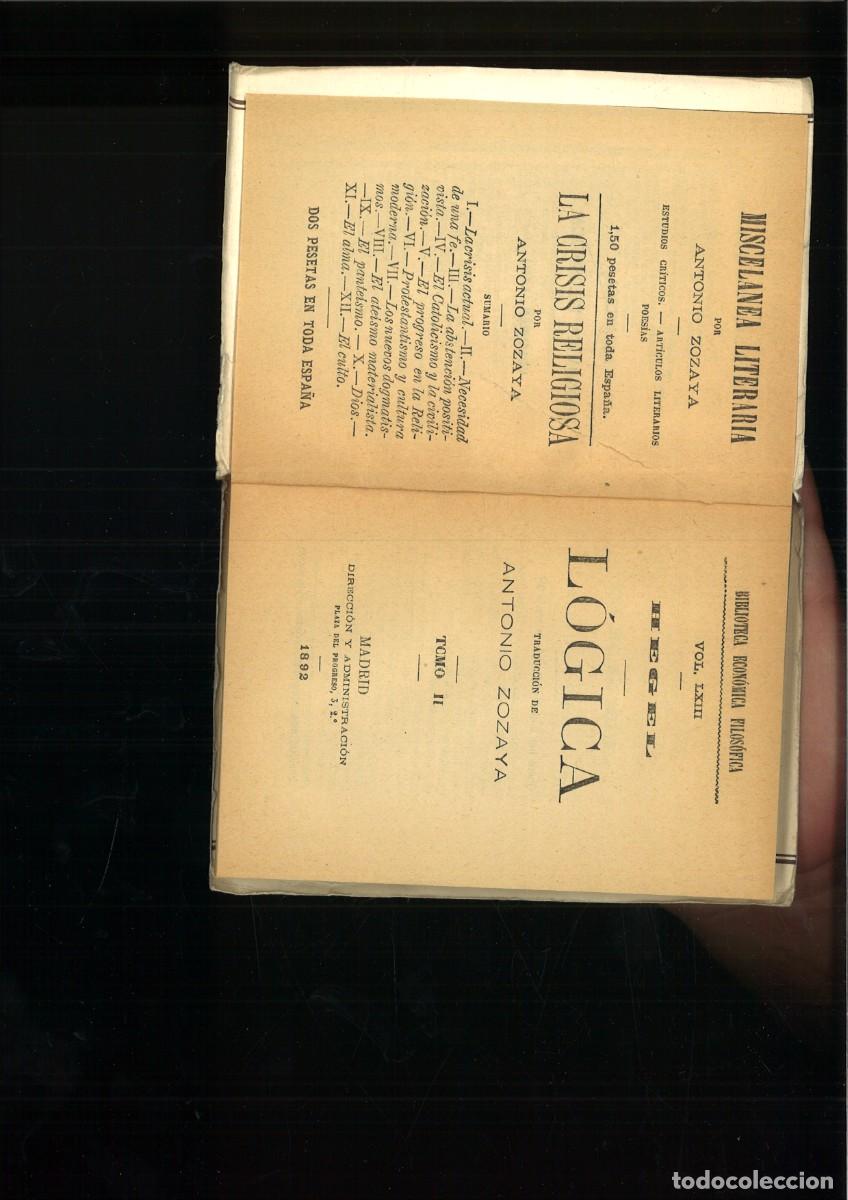 Libros antiguos: L&Oacute;GICA. Hegel - Foto 5