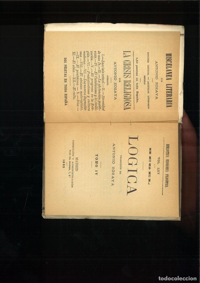 Libros antiguos: L&Oacute;GICA. Hegel - Foto 7