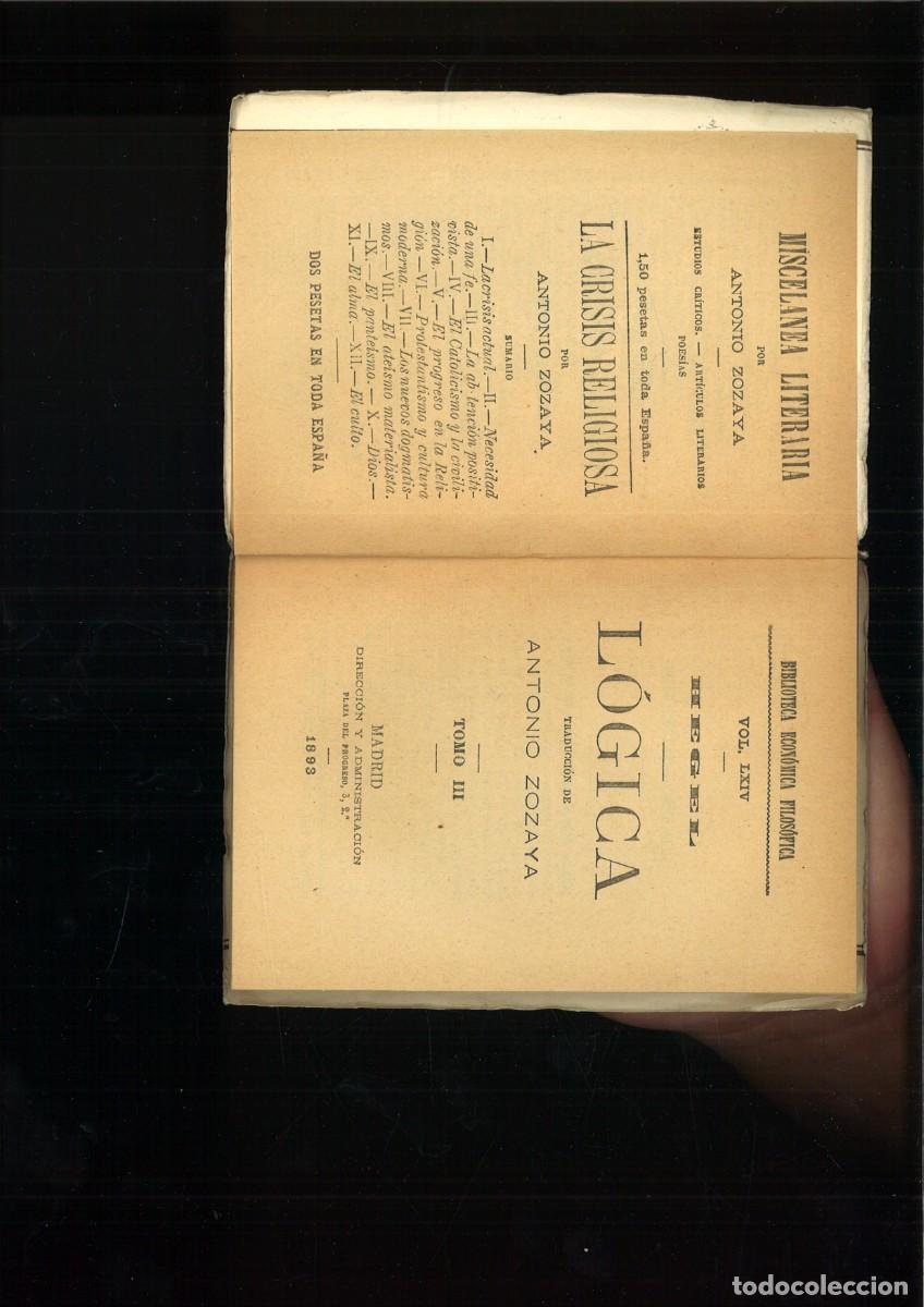 Libros antiguos: L&Oacute;GICA. Hegel - Foto 9