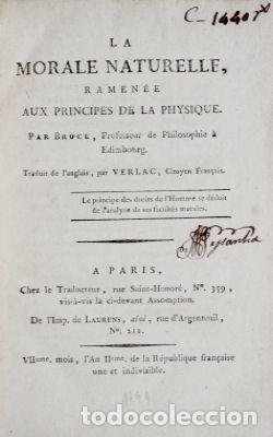 Libros antiguos: BRUCE. (John) - LA MORALE NATURELLE, - Foto 1