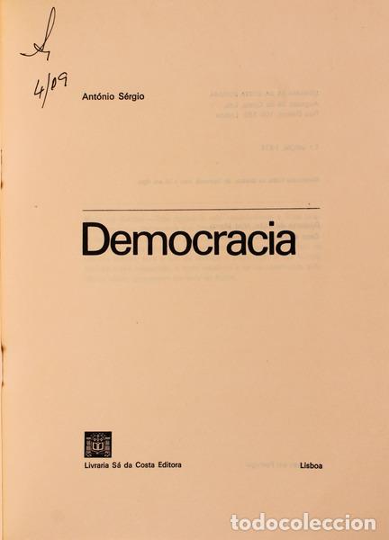 Libros antiguos: ANT&Oacute;NIO S&Eacute;RGIO. - DEMOCRACIA. - Foto 2
