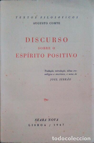 Libros antiguos: COMTE. (Augusto) - DISCURSO SOBRE O ESP&Iacute;RITO POSITIVO. - Foto 1