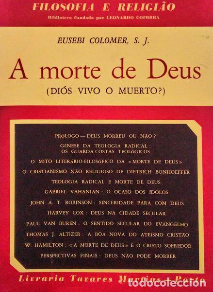 Libros antiguos: COLOMER. (Eusebi) - A MORTE DE DEUS. - Foto 1