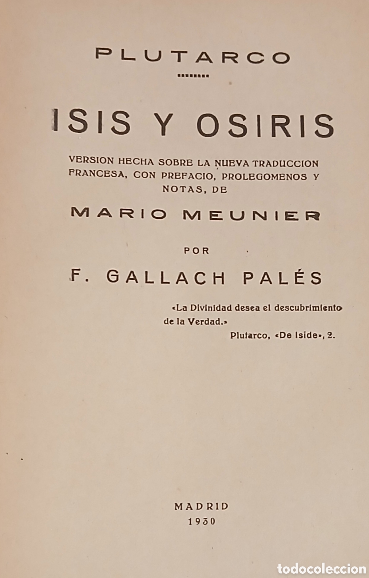 Libros antiguos: Plutarco, Isis y Osiris, 1930 - Foto 2