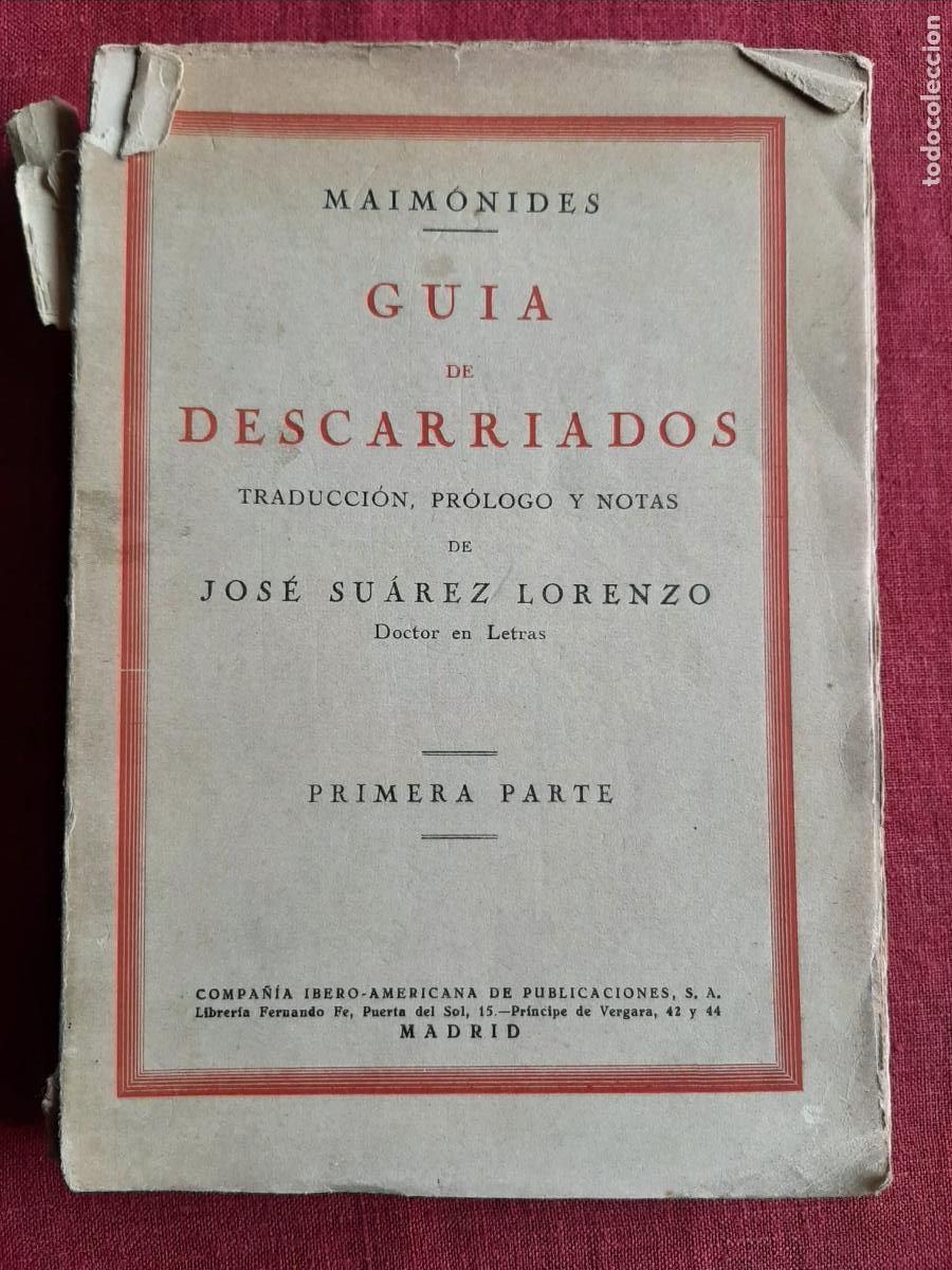Libros antiguos: Gu&iacute;a de descarriados - Maim&oacute;nides - Foto 1