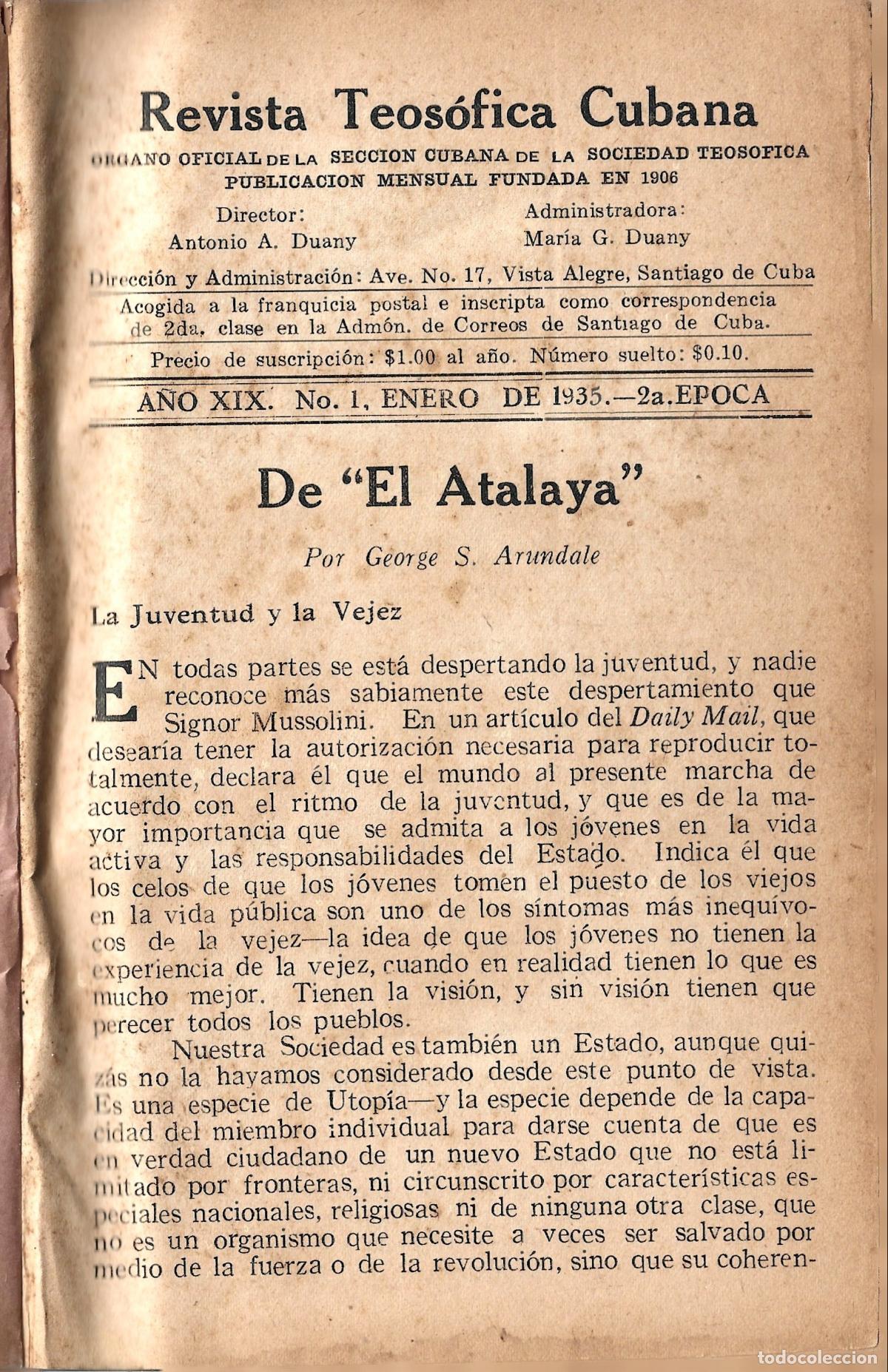 Libros antiguos: REVISTA TEOSOFICA CUBANA ORGANO OFICIAL DE LA SOCIEDAD TEOSOFICA-A&Ntilde;O XIX-1935-FILOSOFIA-RELIGION