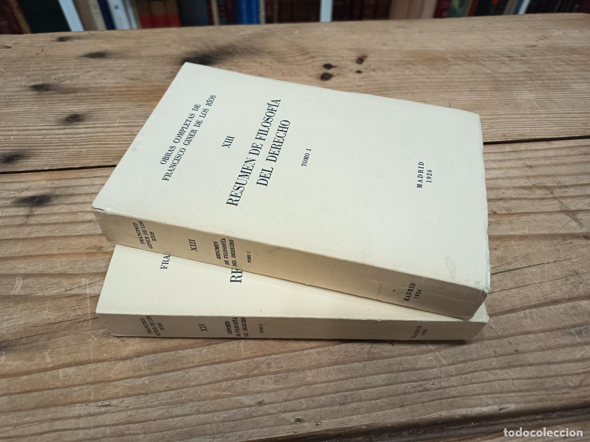 Libros antiguos: 1926 - FRANCISCO GINER DE LOS R&Iacute;OS. Resumen de filosof&iacute;a del derecho, 2 tomos