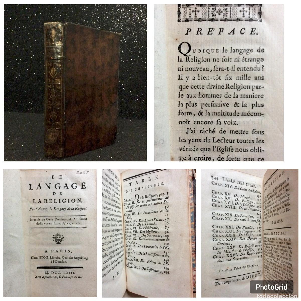 Libros antiguos: Marquis Louis Ant. Caraccioli - Le langage de la religion , 1763. Raro