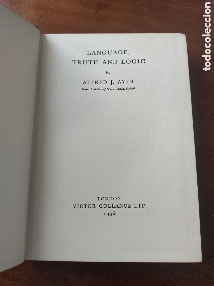Libros antiguos: 1&ordf; ed LENGUAJE, VERDAD Y L&Oacute;GICA 1936 (A.J AYER) ORIGINAL EN INGL&Eacute;S + REGALO 2&ordf;ED (FILOSOF&Iacute;A)