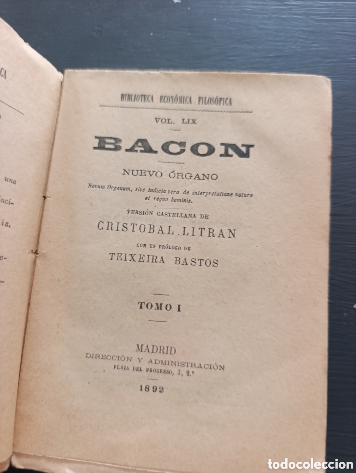 Libros antiguos: BACON NUEVO &Oacute;RGANO. 1892