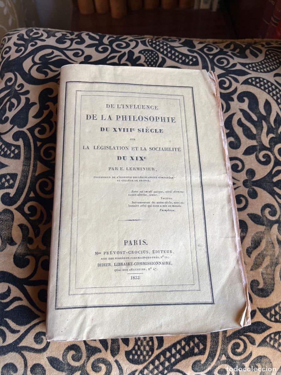 Libros antiguos: E. Lerminier, 1833: De l&rsquo;influence de la Philosophie du XVIIIe si&egrave;cle